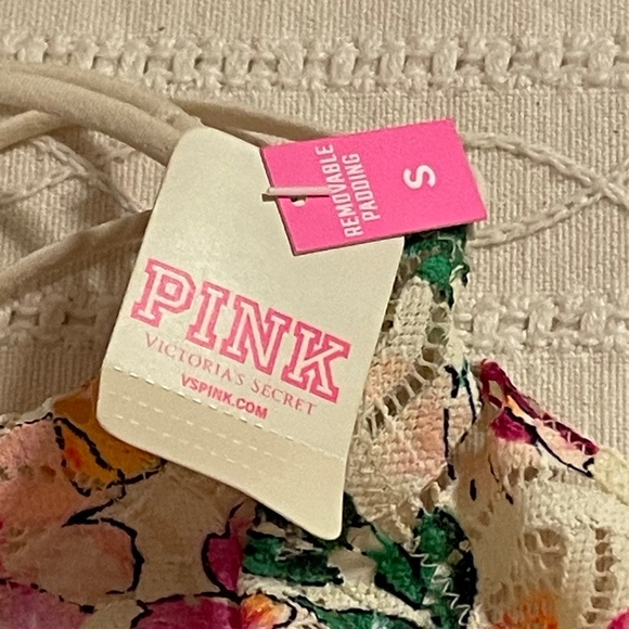 Victorias Secret Smocked Triangle Small Bralette Lace Floral Festival Indie Rave - Picture 6 of 8